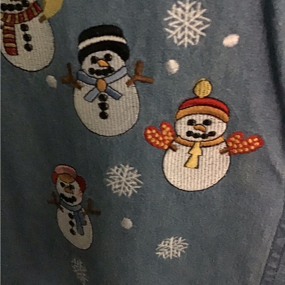 NWOT Passion- I Vintage Rare  women’s Snowman Shirt - L 100% Cotton - Picture 2 of 6
